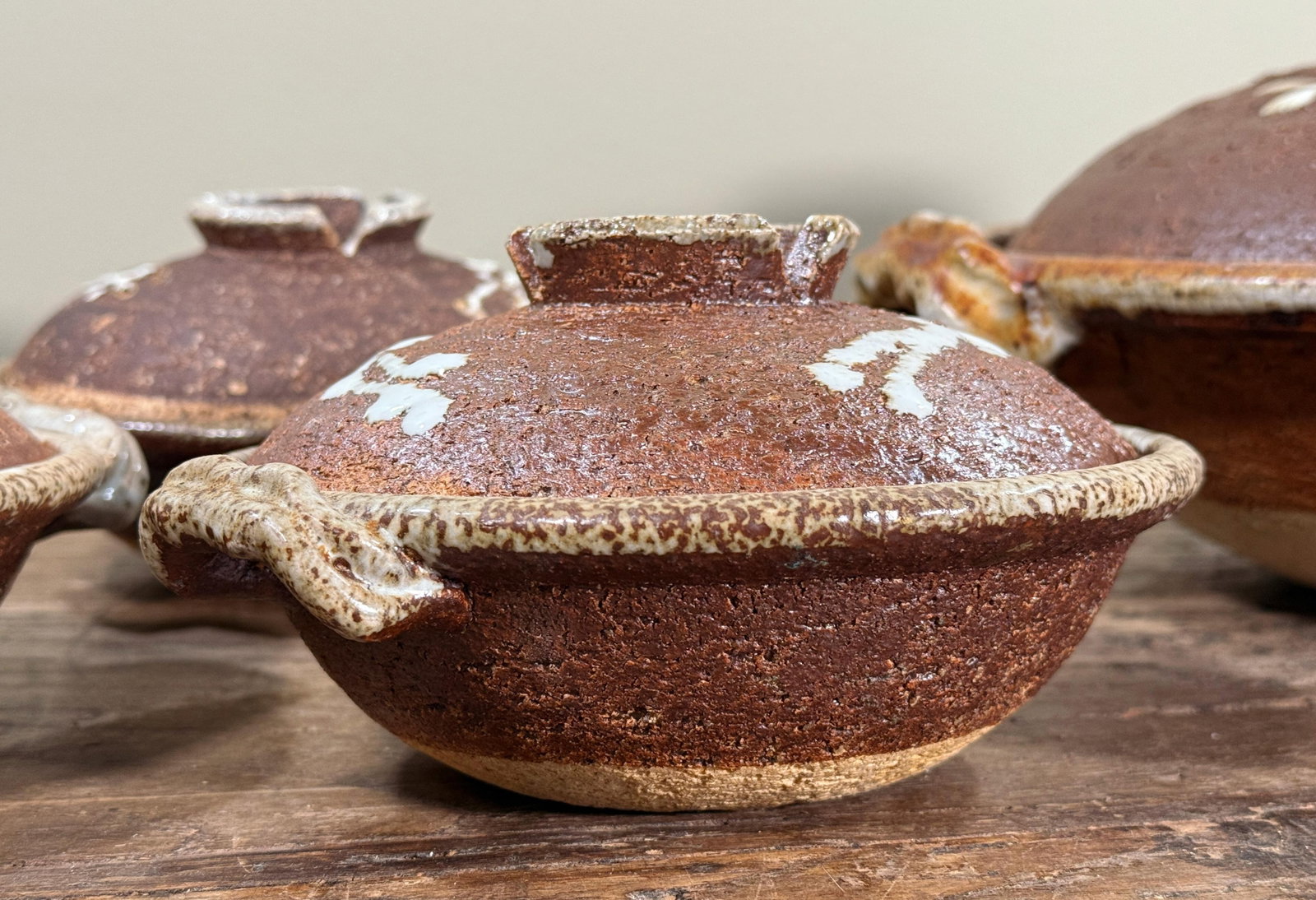 Vintage Traditional Japanese Donabe Lidded Serving Bowls - Set of 7 - 13