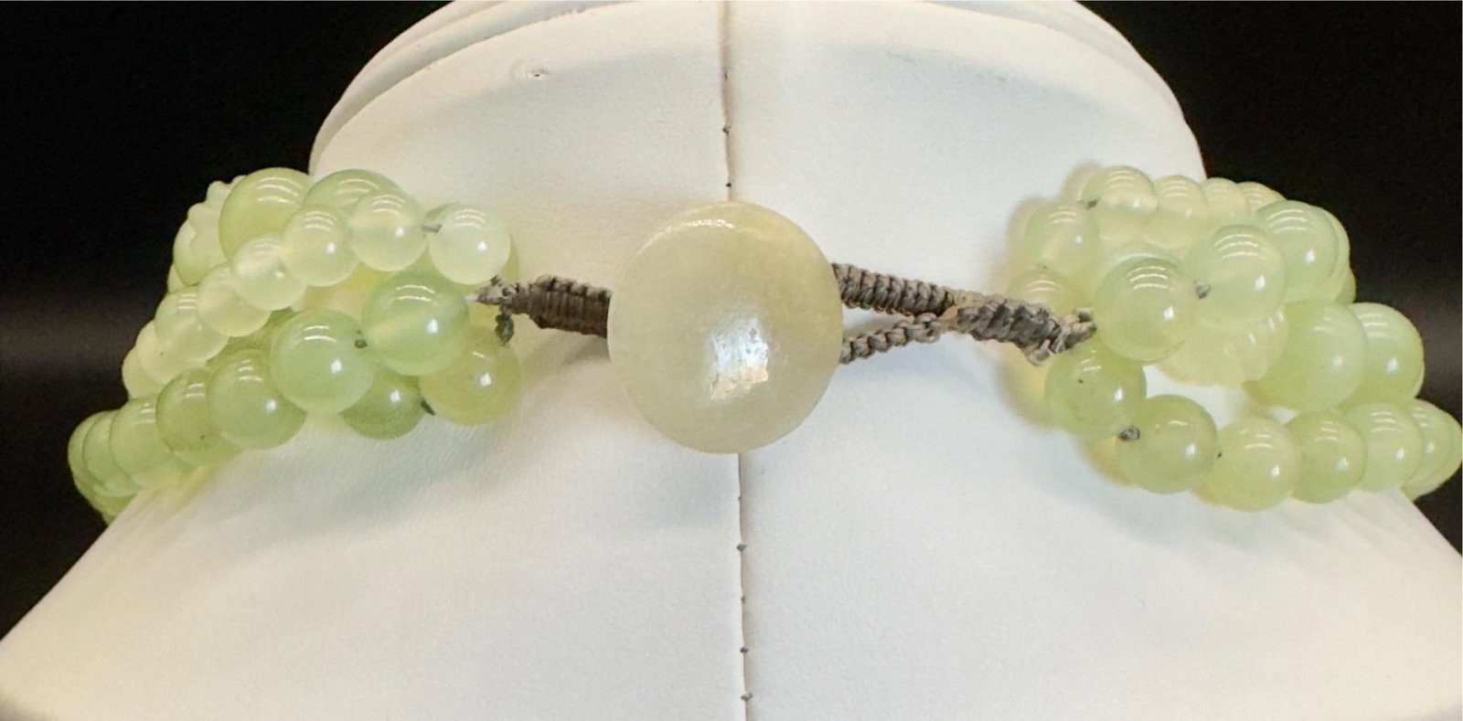 1970s Chinese Export Jadeite Moth Pendant Multi Strand Beaded Necklace - 11