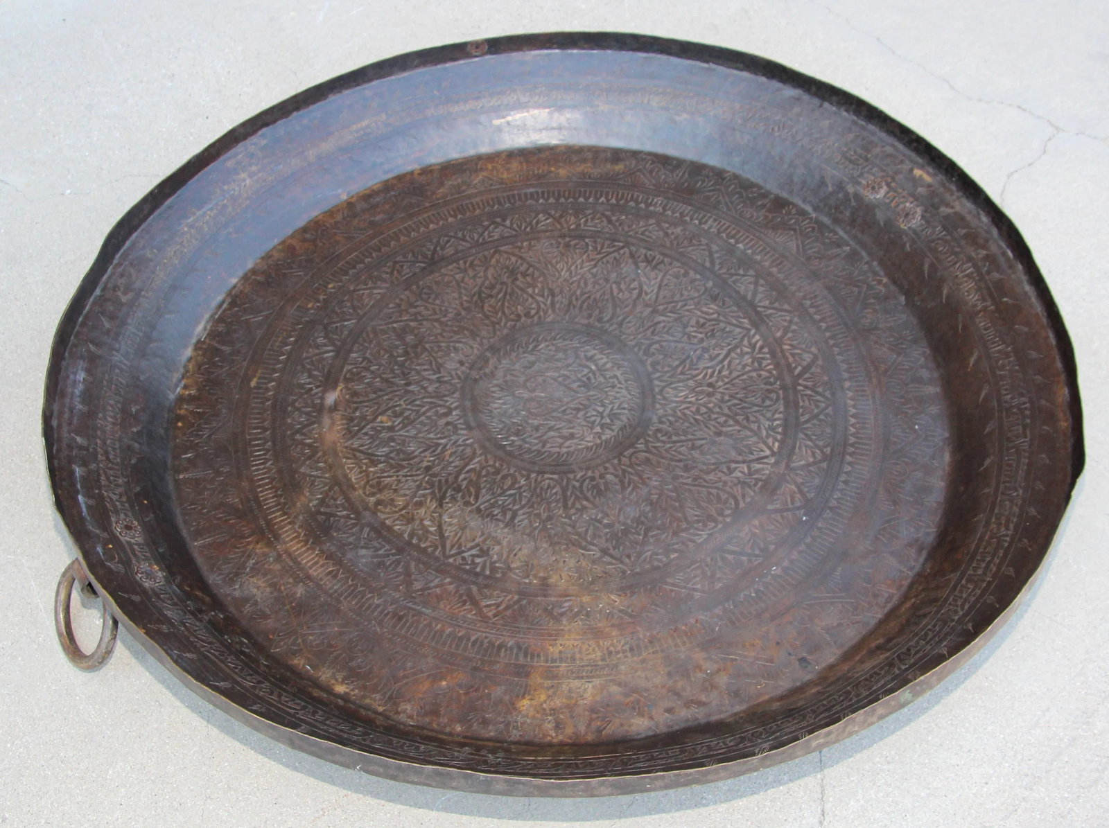 Asian Hammered Metal Bronze Oversized Urli Vessel with Handles South India - 10