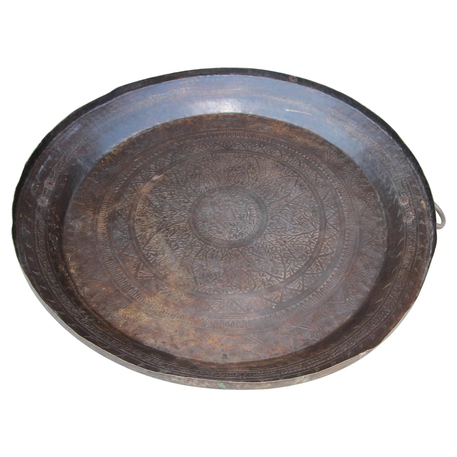 Asian Hammered Metal Bronze Oversized Urli Vessel with Handles South India - 13