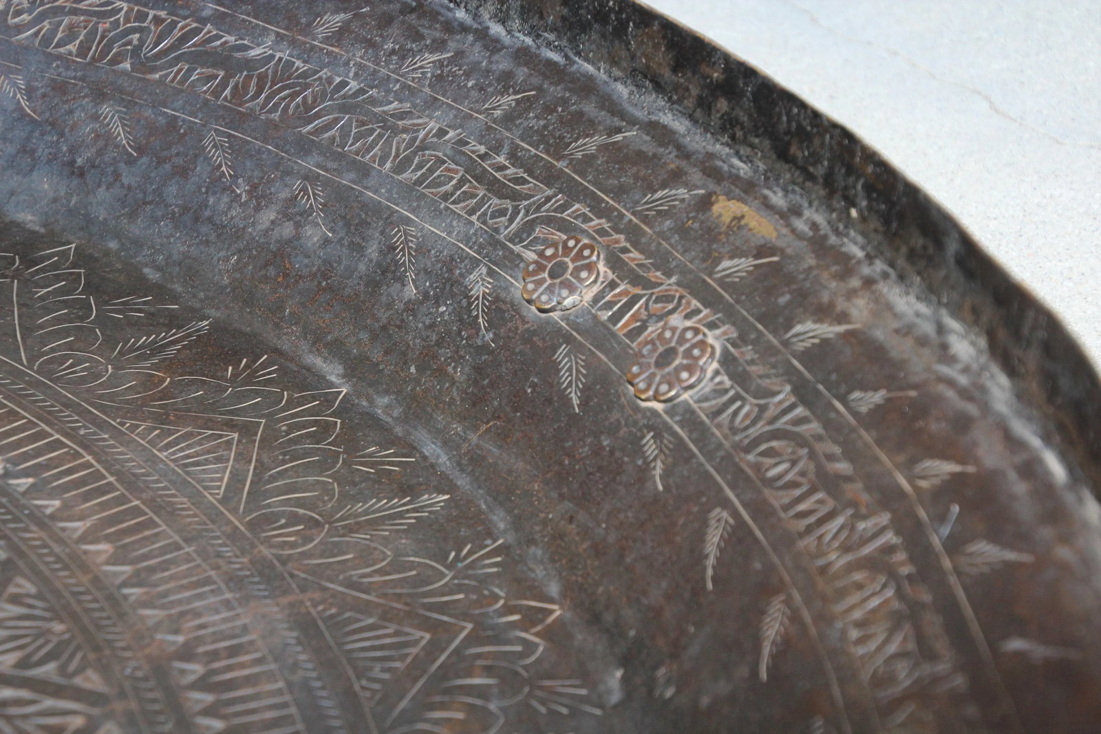 Asian Hammered Metal Bronze Oversized Urli Vessel with Handles South India - 3