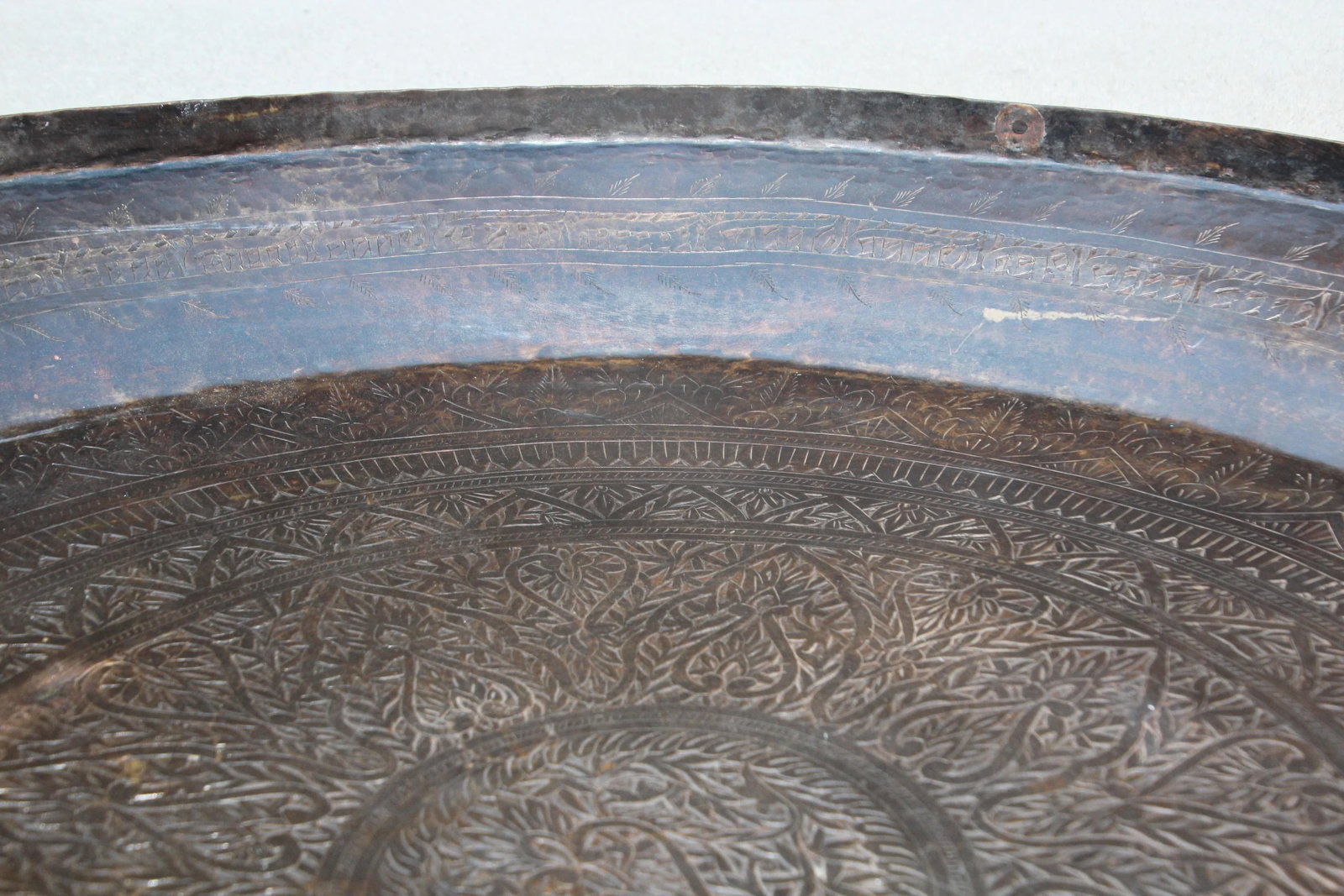 Asian Hammered Metal Bronze Oversized Urli Vessel with Handles South India - 5