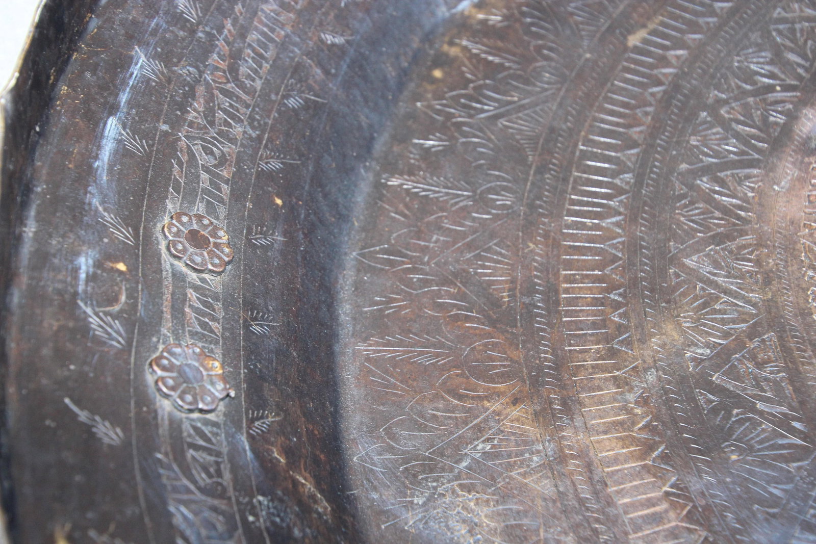 Asian Hammered Metal Bronze Oversized Urli Vessel with Handles South India - 7