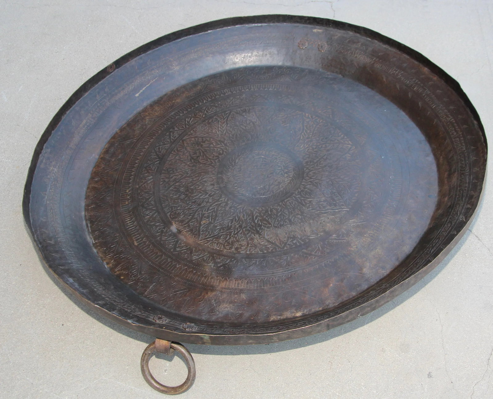 Asian Hammered Metal Bronze Oversized Urli Vessel with Handles South India - 9