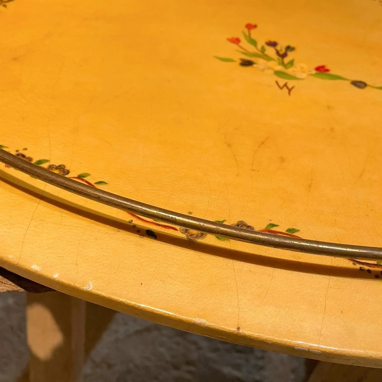 1960s Aldo Tura Goatskin Wood & Brass Floral Design Service Tray - 9