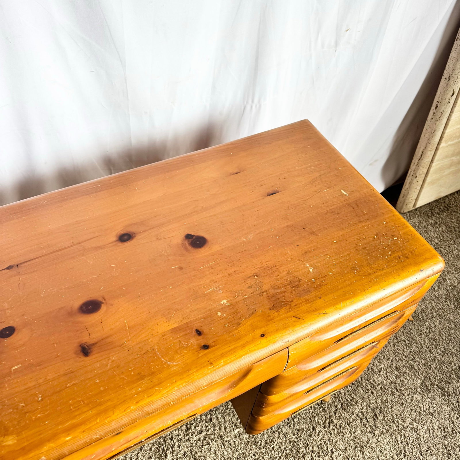 Mid Century Modern Sculptured Pine Desk by Franklin Shockey - 4