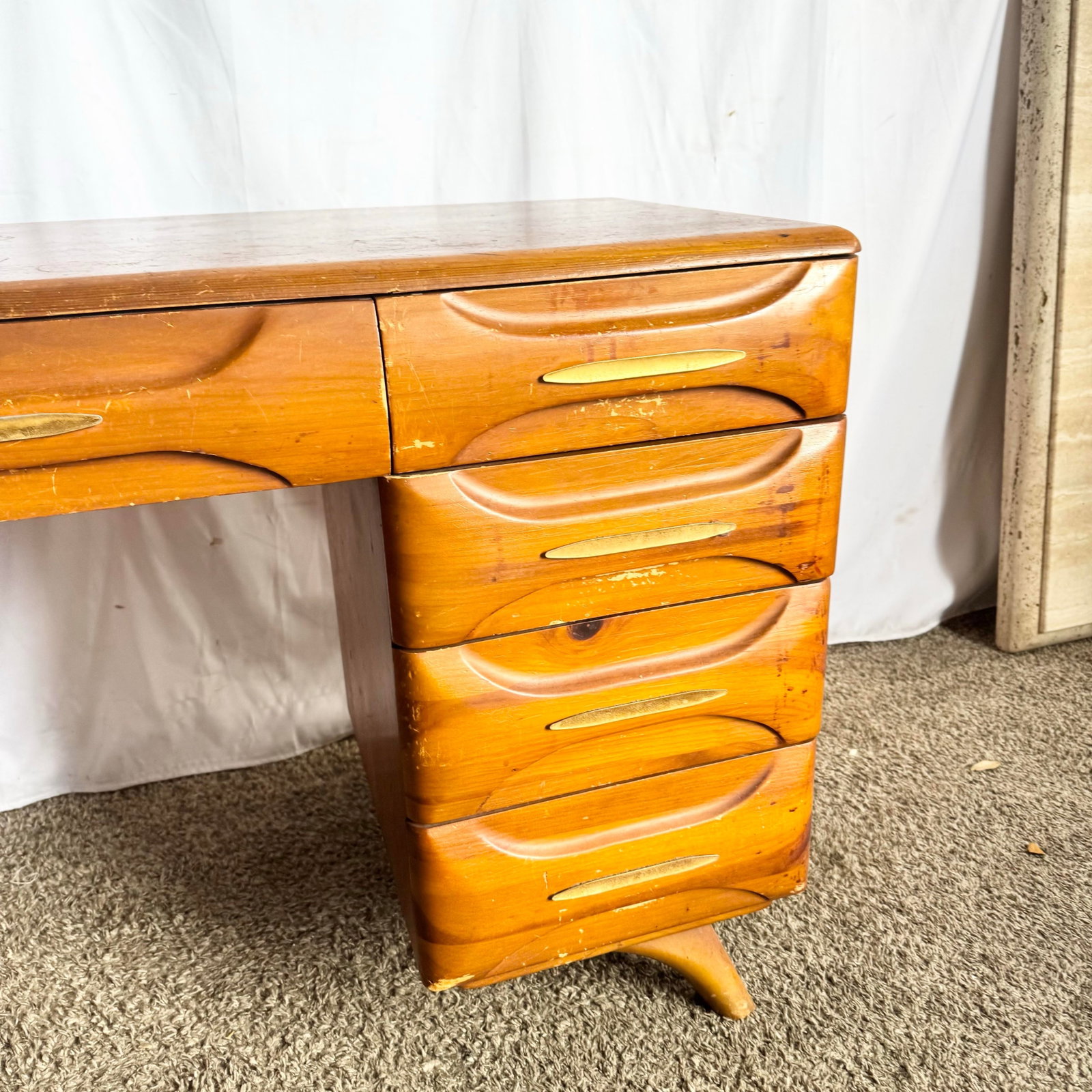 Mid Century Modern Sculptured Pine Desk by Franklin Shockey - 6