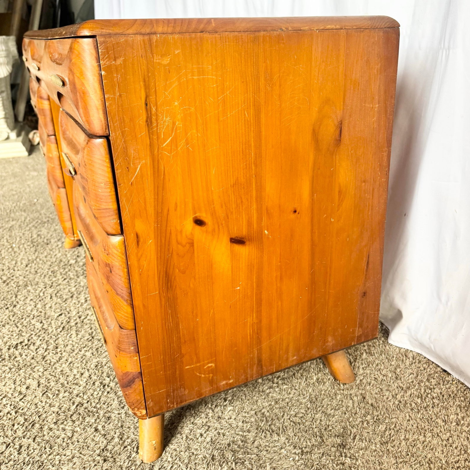 Mid Century Modern Sculptured Pine Desk by Franklin Shockey - 7