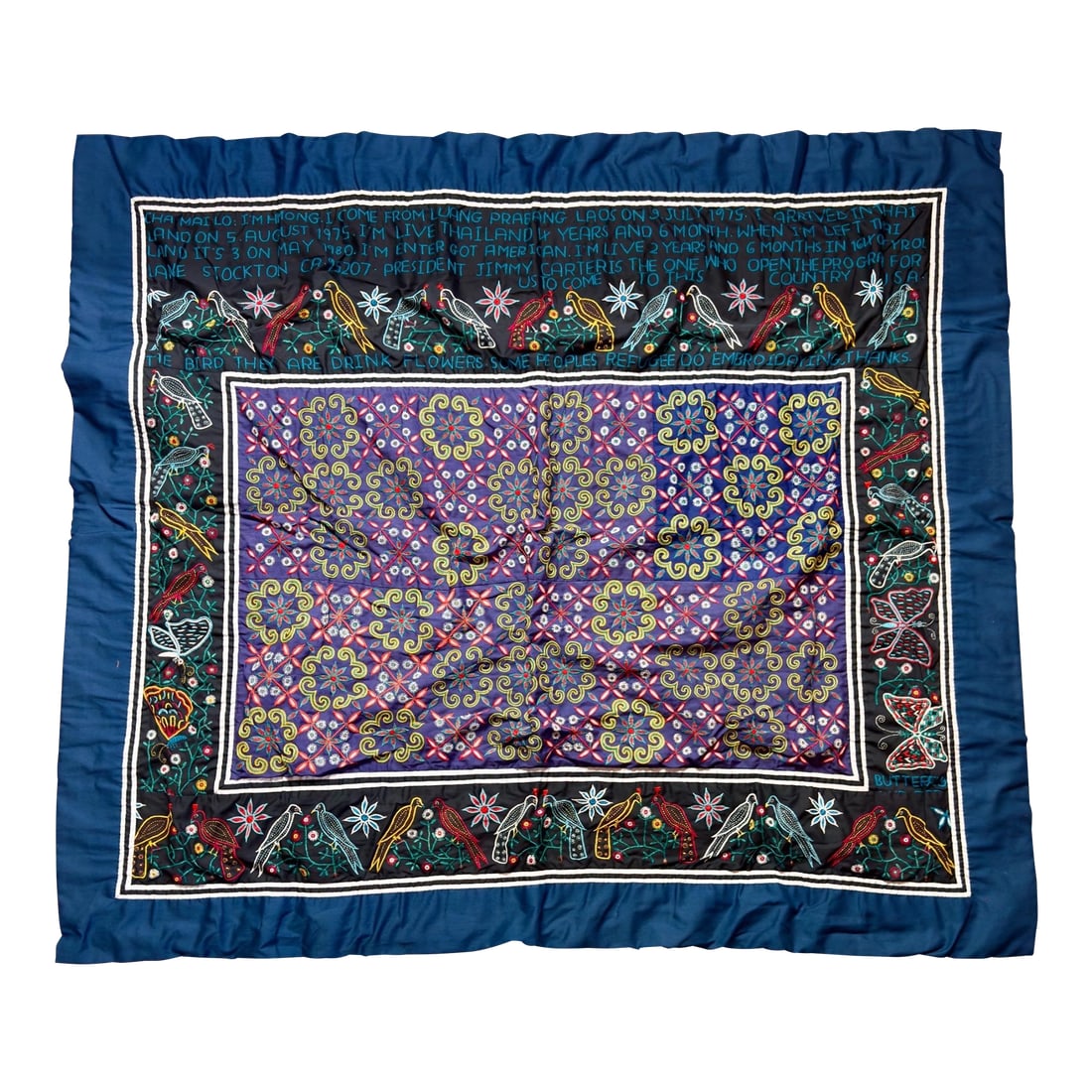 Hmong Hill Tribe Refugee Story Cloth, 1975.: Rare Southeast Asian Folk Art! This unique find is a historical treasure, an embroidered personalized story about her migration to the US. In Pristine Condition. The Hmong women began creating these