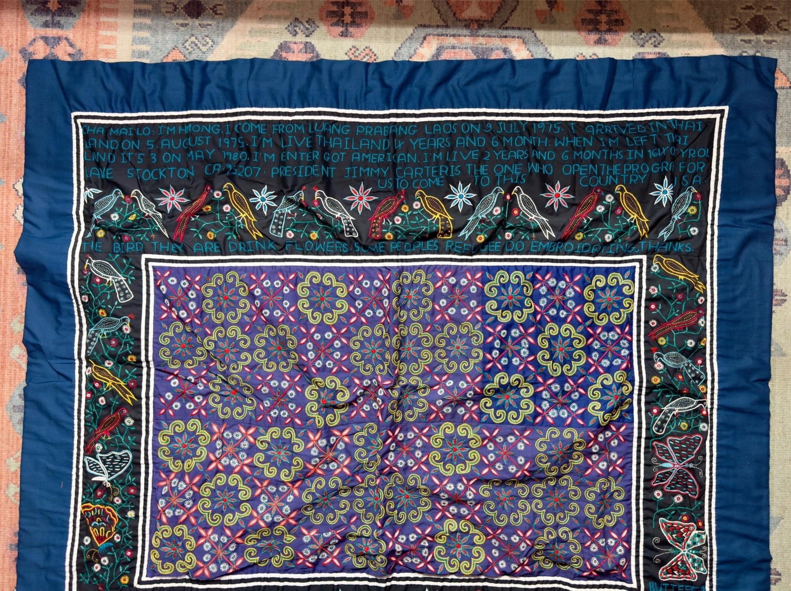 Hmong Hill Tribe Refugee Story Cloth, 1975. - 2