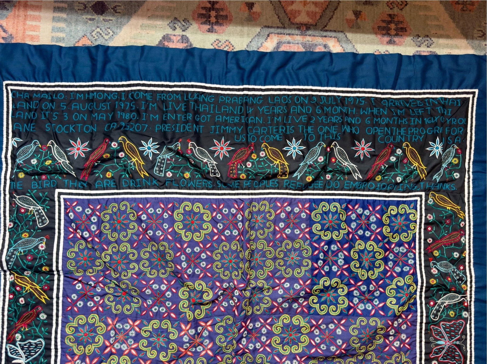 Hmong Hill Tribe Refugee Story Cloth, 1975. - 6
