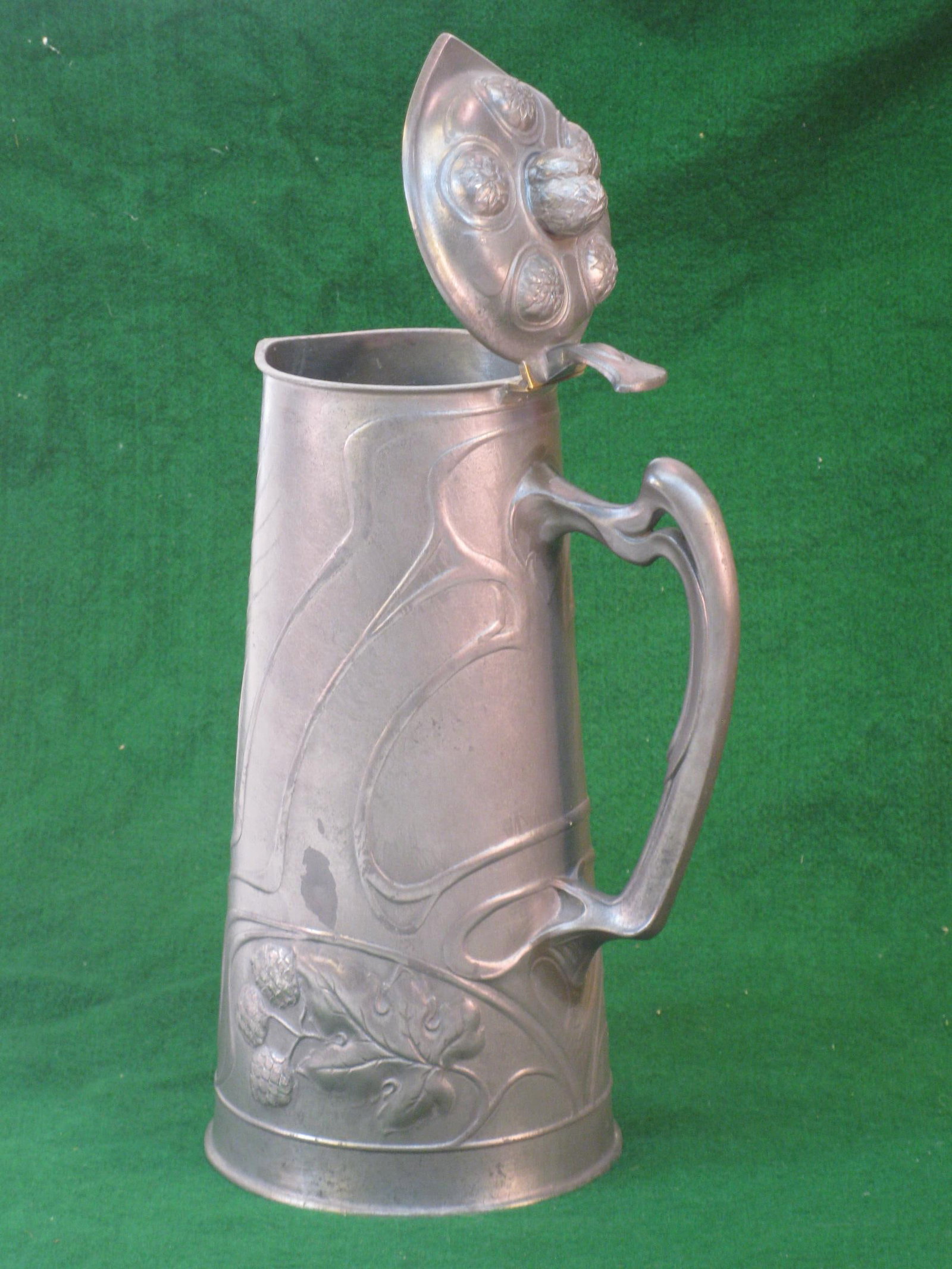 1900s Art Nouveau OSIRIS 601 Pewter Tankard/Pitcher - 13
