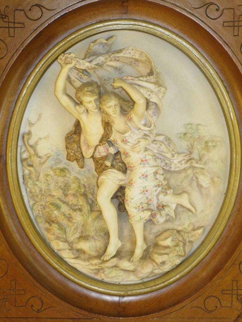 Antique Porcelain Plaque, "The Storm" (La TempÃªte) After: French Artist Pierre Auguste - 11
