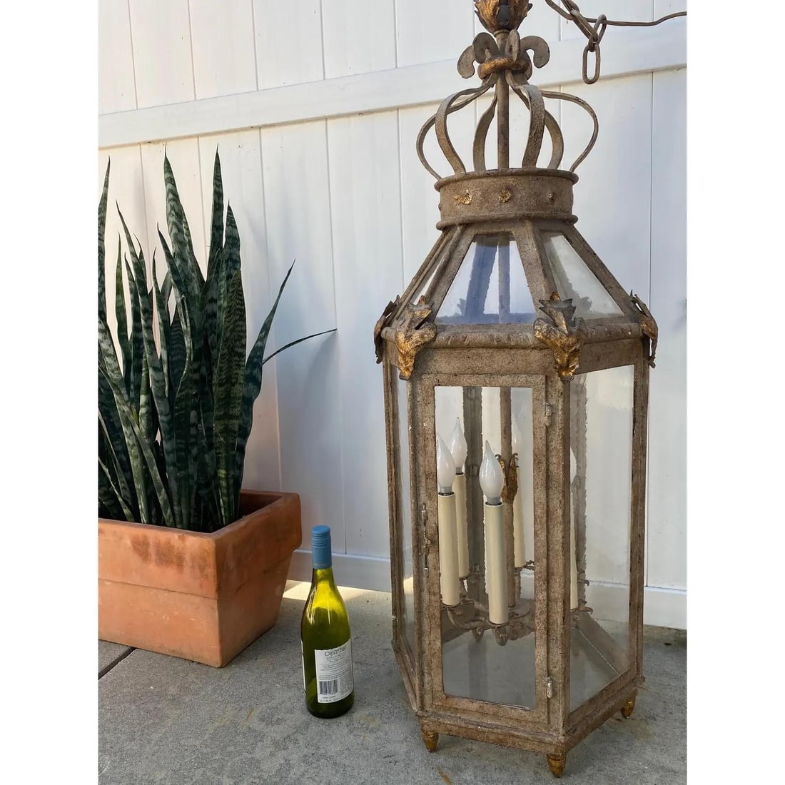 Pair of Paul Ferrante Forged Gilt Iron Lanterns, "4000 Series" - 16