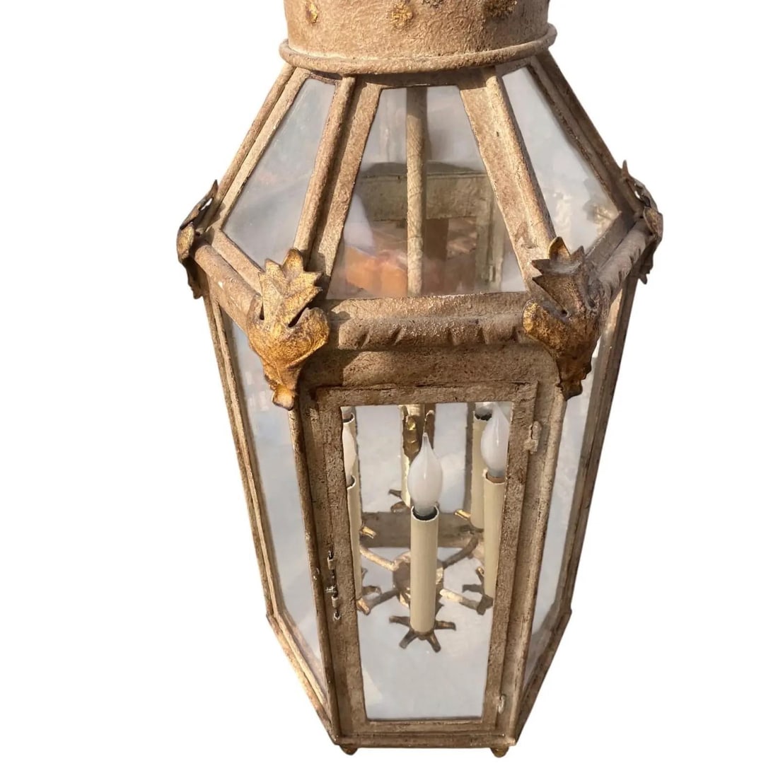 Pair of Paul Ferrante Forged Gilt Iron Lanterns, "4000 Series" - 5