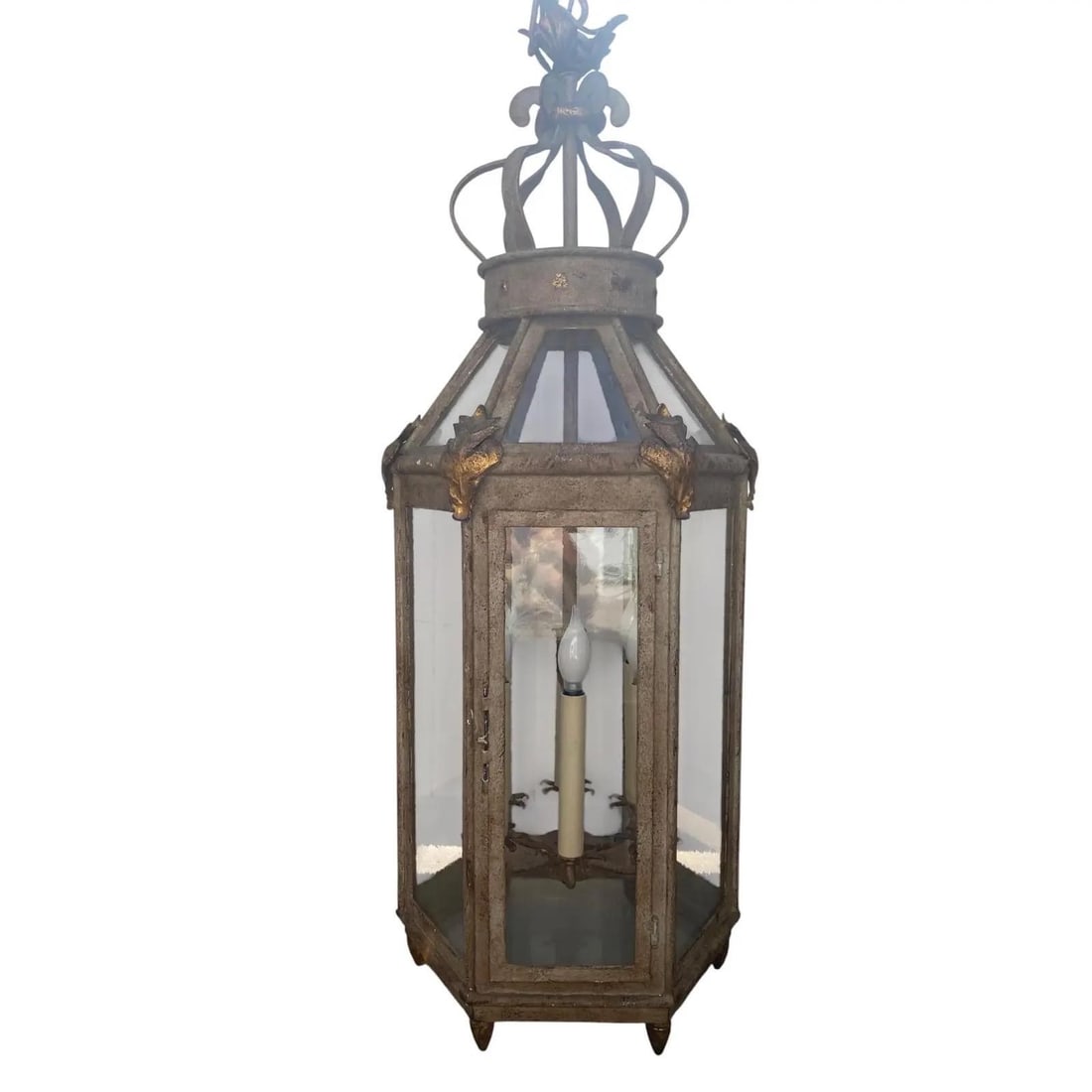 Pair of Paul Ferrante Forged Gilt Iron Lanterns, "4000 Series" - 6