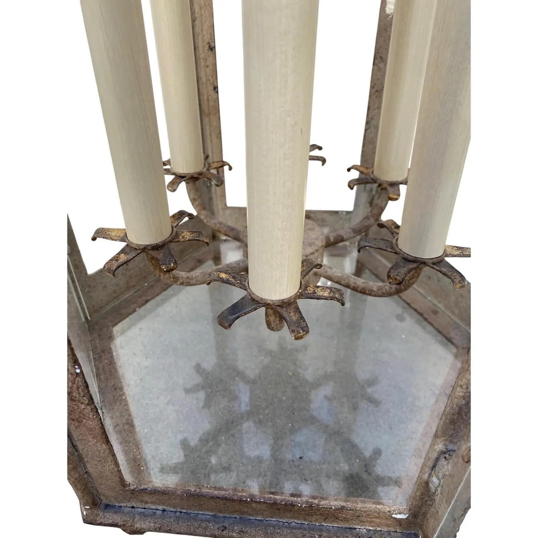 Pair of Paul Ferrante Forged Gilt Iron Lanterns, "4000 Series" - 7
