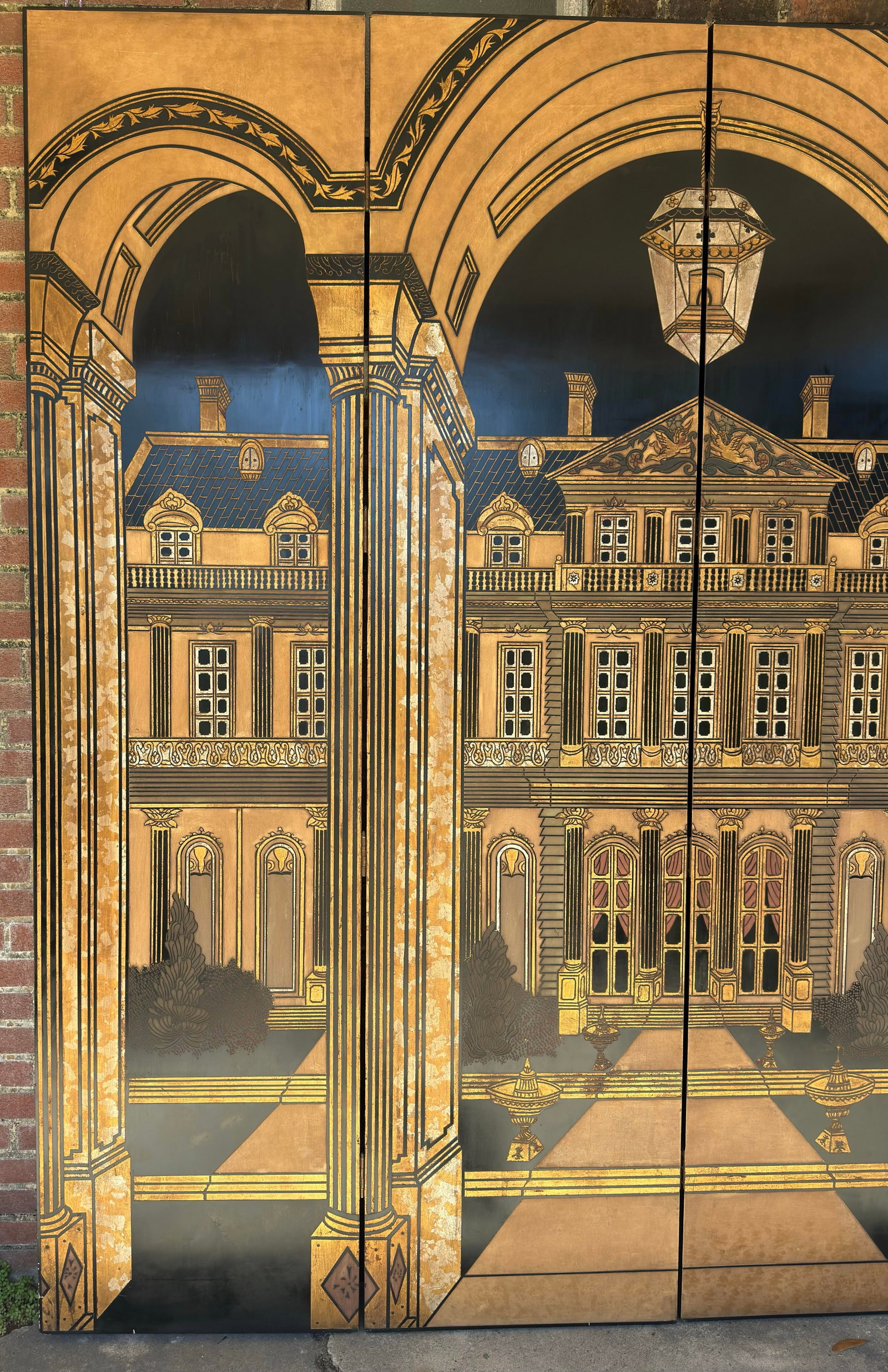 1980s Monumental 9-Foot Trompe l'Oeil Architectural Folly Screen by Turtle and Crane - Piero Fornase - 3