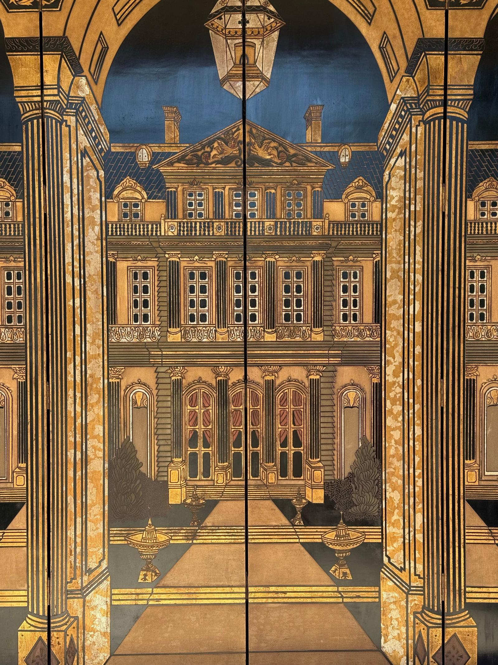 1980s Monumental 9-Foot Trompe l'Oeil Architectural Folly Screen by Turtle and Crane - Piero Fornase - 5