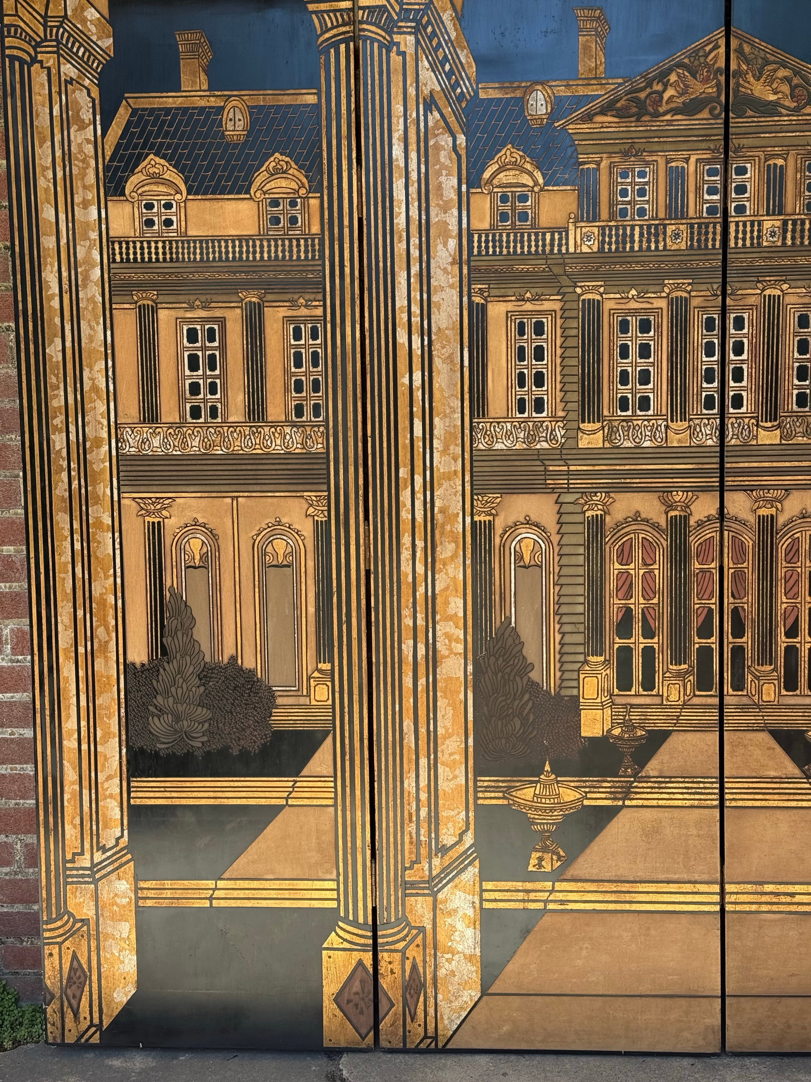 1980s Monumental 9-Foot Trompe l'Oeil Architectural Folly Screen by Turtle and Crane - Piero Fornase - 6