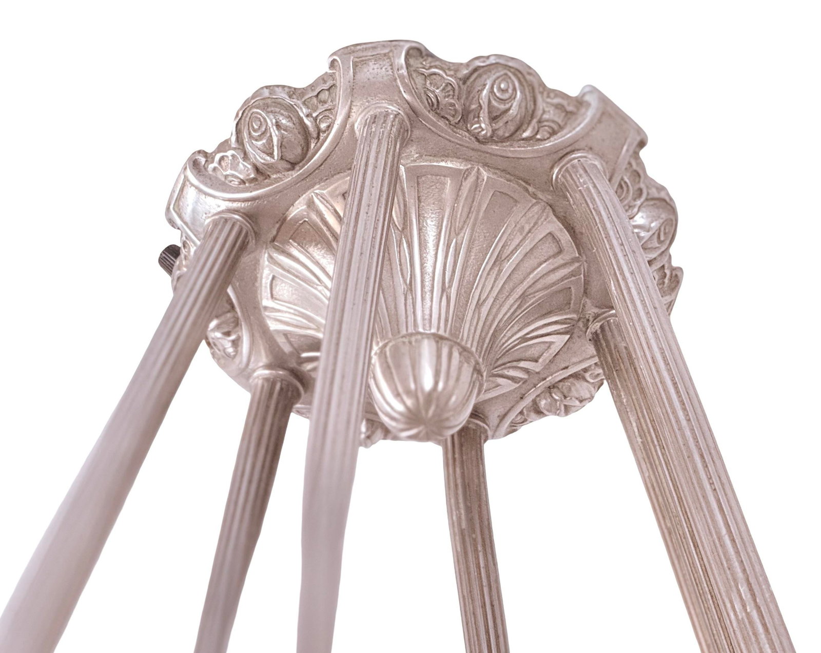 1930's French Art Deco Chandelier Signed Verrerie Des Hanots - 2
