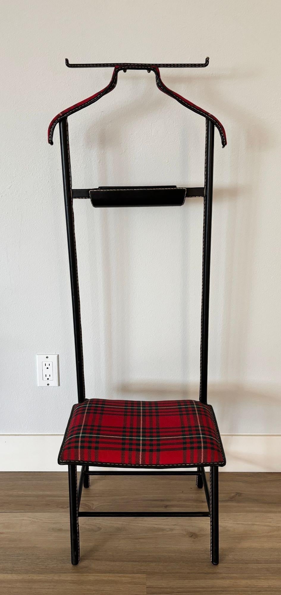Jacques Adnet Valet Leather Wrapped With Original Tartan Plaid - 10