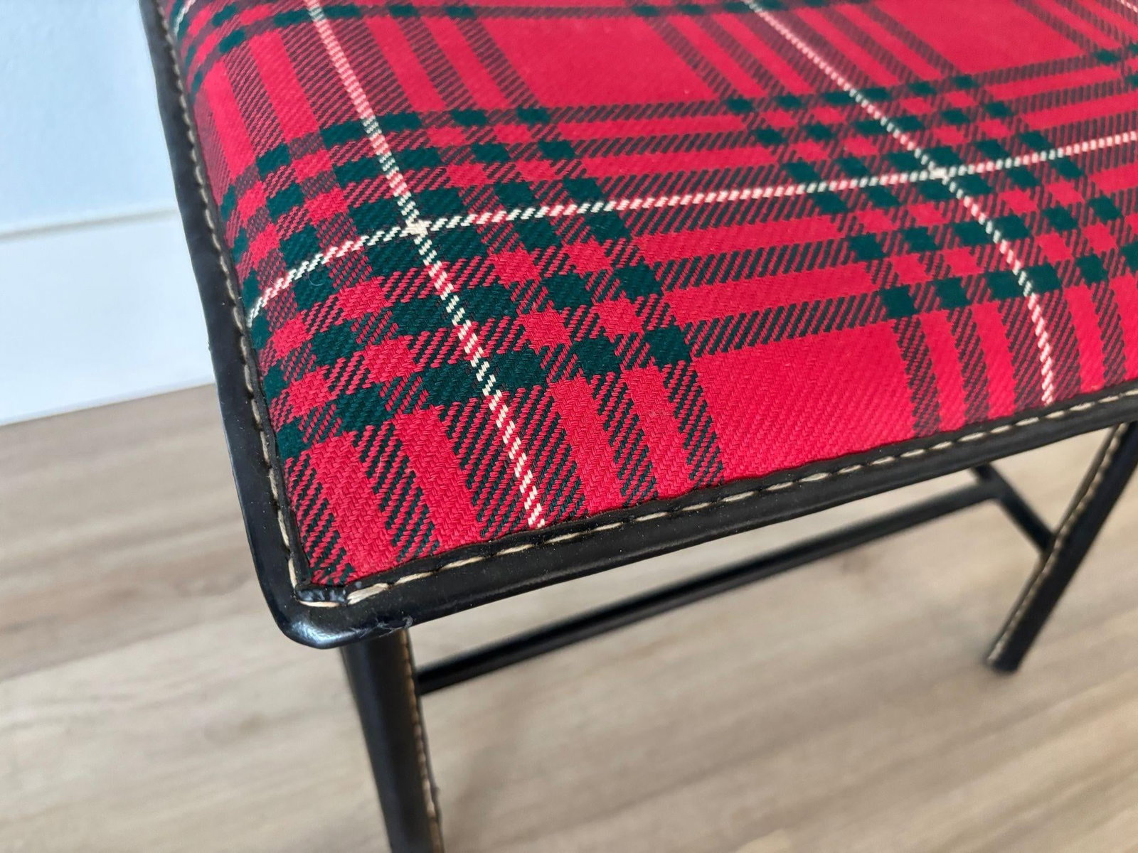 Jacques Adnet Valet Leather Wrapped With Original Tartan Plaid - 11