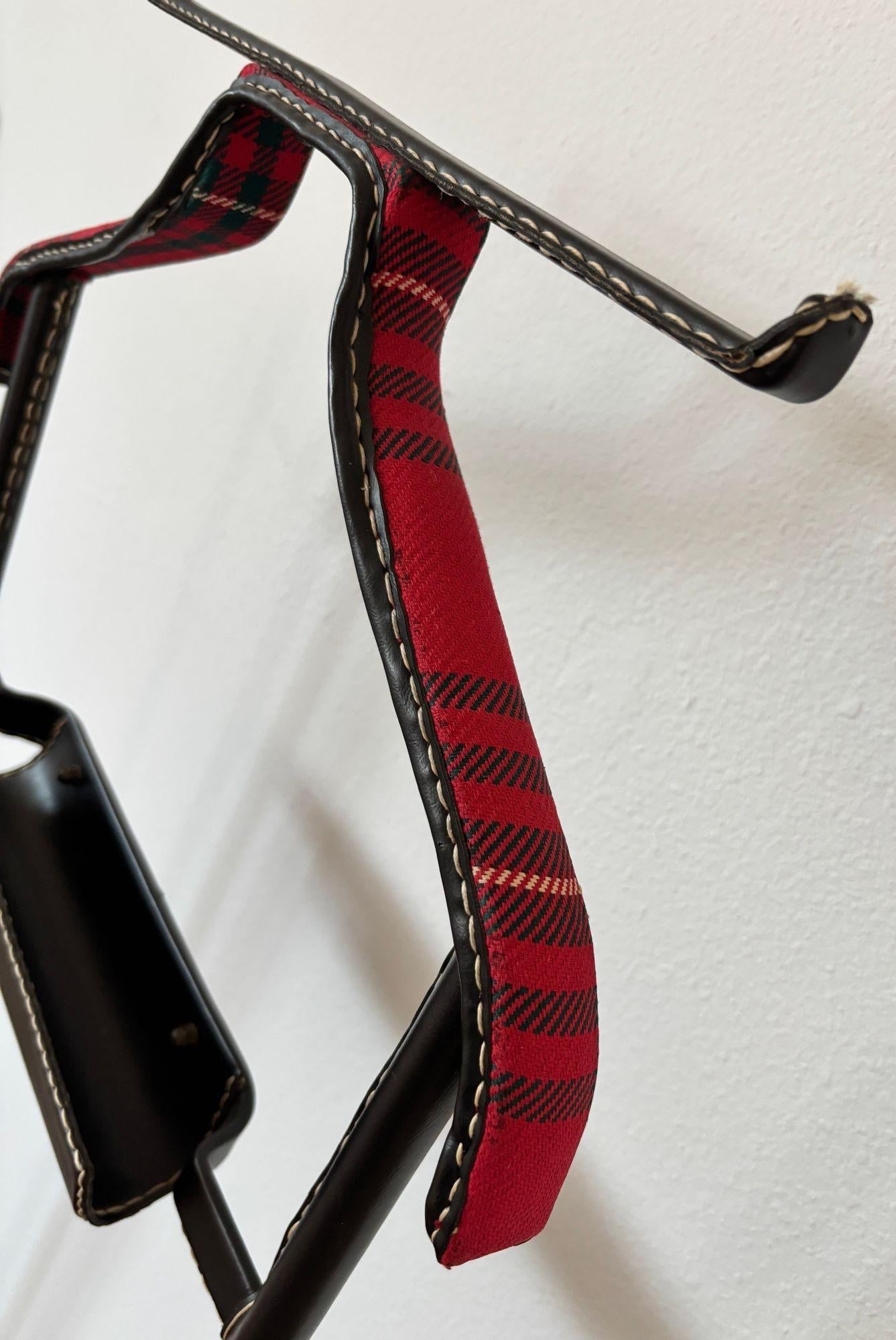 Jacques Adnet Valet Leather Wrapped With Original Tartan Plaid - 14