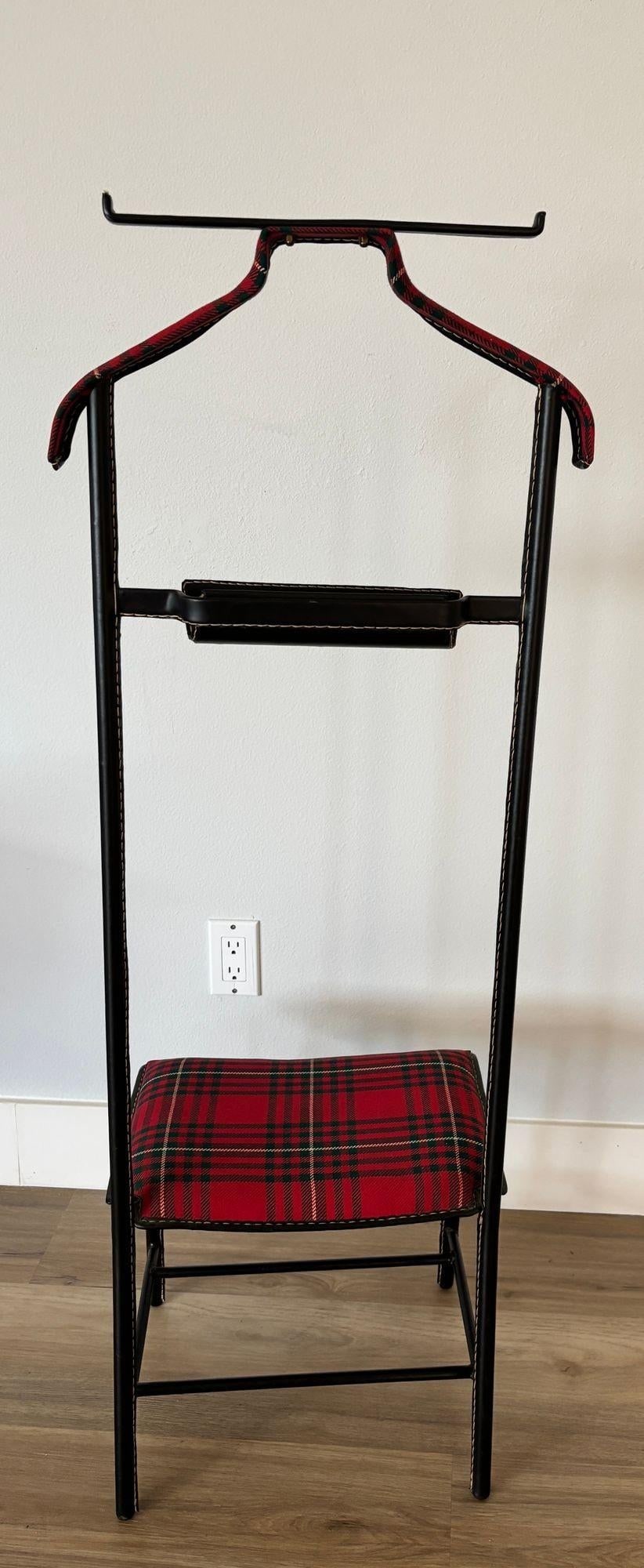 Jacques Adnet Valet Leather Wrapped With Original Tartan Plaid - 15