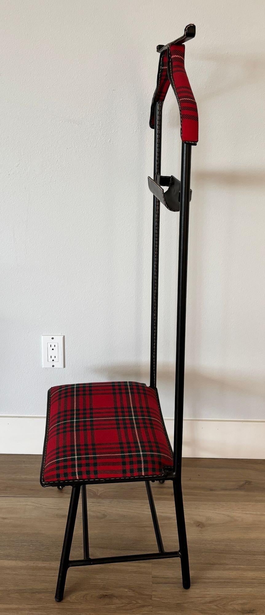 Jacques Adnet Valet Leather Wrapped With Original Tartan Plaid - 16