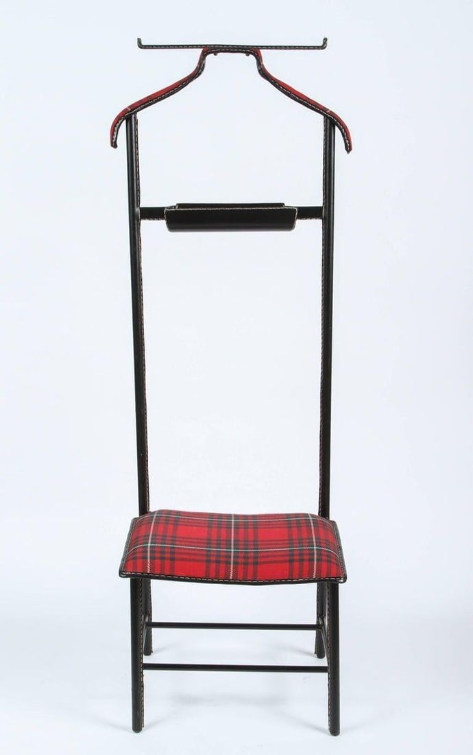 Jacques Adnet Valet Leather Wrapped With Original Tartan Plaid - 3