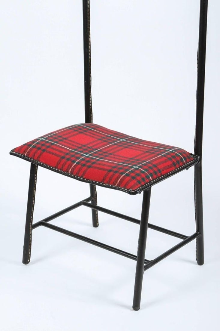 Jacques Adnet Valet Leather Wrapped With Original Tartan Plaid - 4