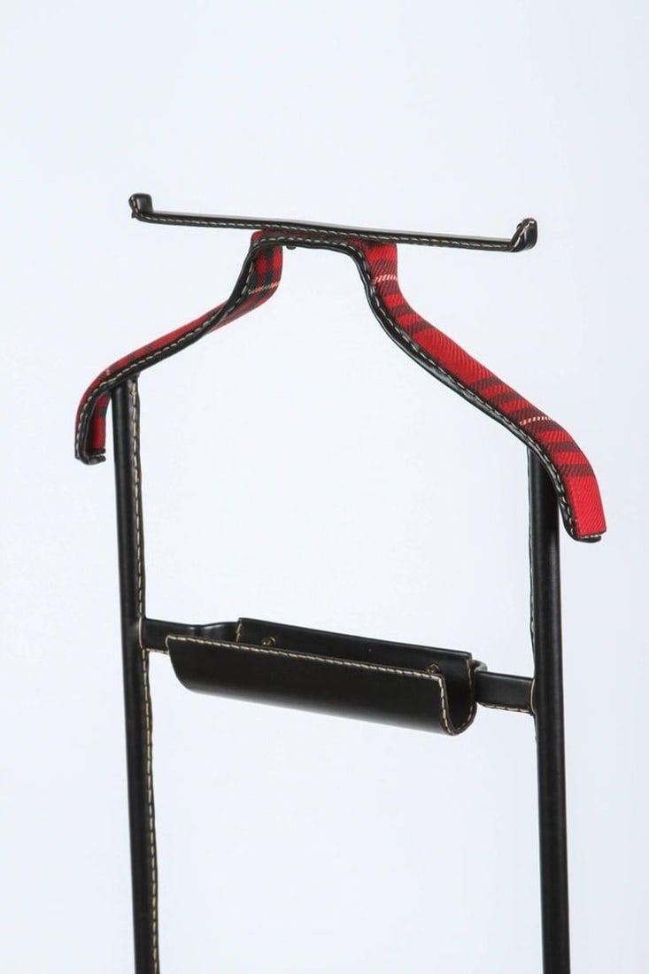 Jacques Adnet Valet Leather Wrapped With Original Tartan Plaid - 5