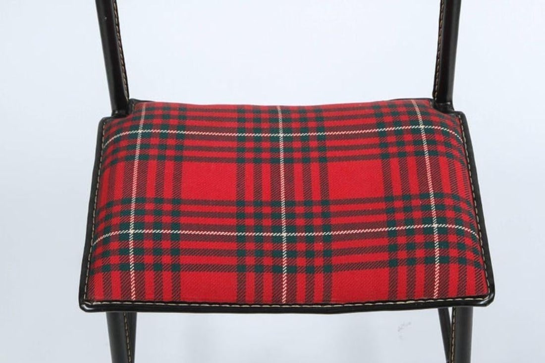 Jacques Adnet Valet Leather Wrapped With Original Tartan Plaid - 7