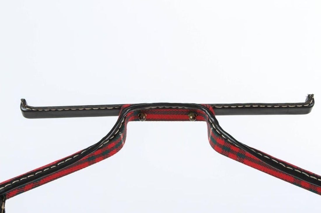 Jacques Adnet Valet Leather Wrapped With Original Tartan Plaid - 9