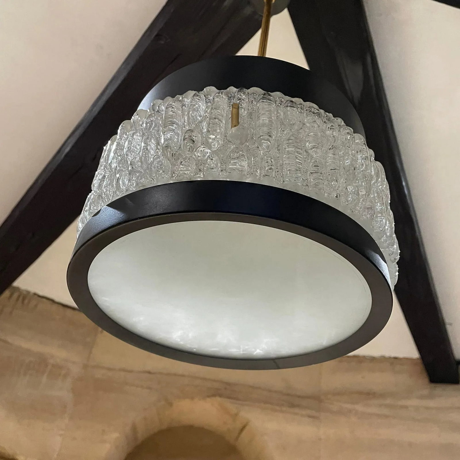 1950s Maison Arlus Modernist French Black Crystal Chandelier, France - 13