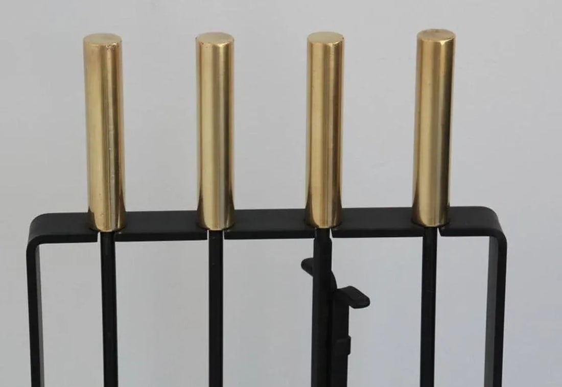 1960's Modernist Pilgrim Brass Fireplace Tools - Set of 5 - 3