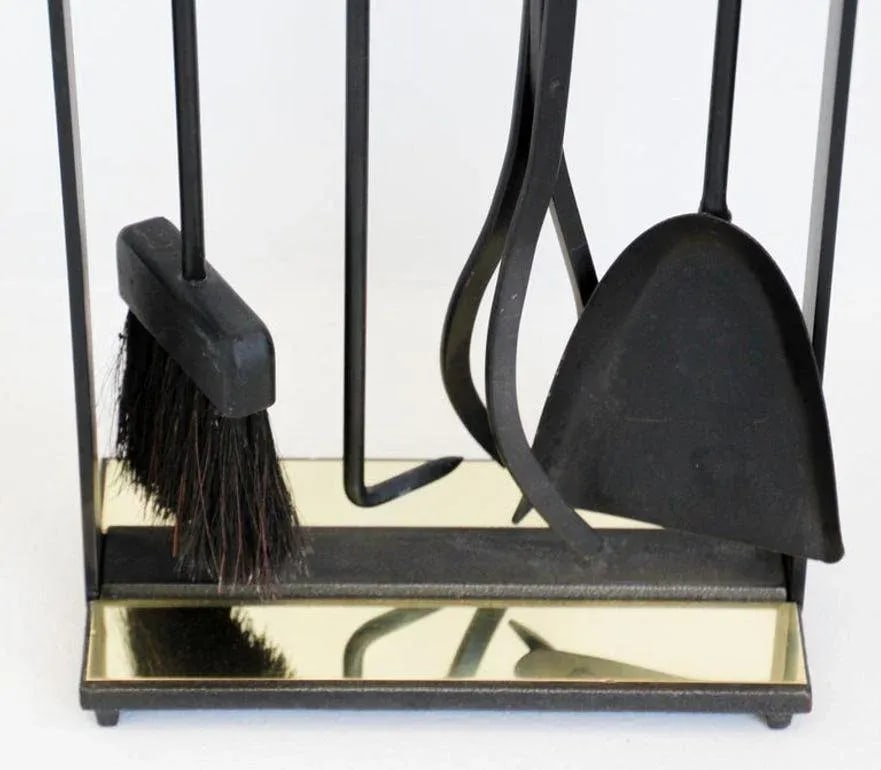 1960's Modernist Pilgrim Brass Fireplace Tools - Set of 5 - 4