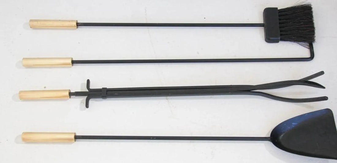 1960's Modernist Pilgrim Brass Fireplace Tools - Set of 5 - 6