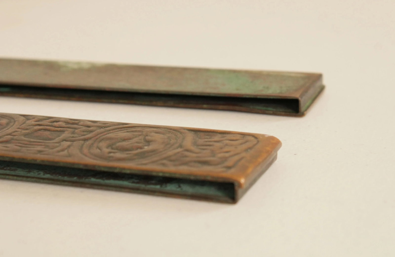 Tiffany Studios Bronze Zodiac Blotter Ends - A Pair - 11