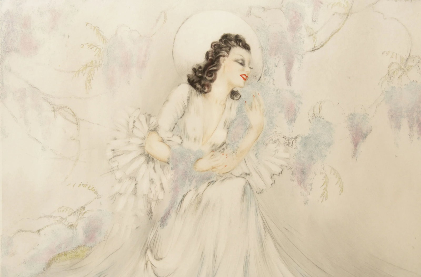 Art Deco Etching, 'Wisteria', by Louis Icart - 4