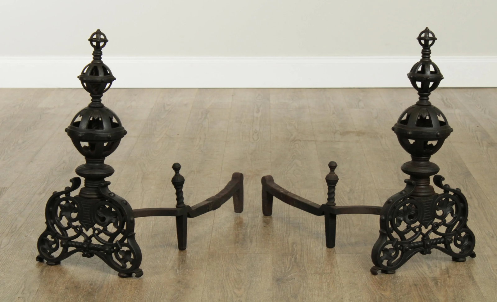 Bradley & Hubbard Antique Cast Iron Andirons # 9518 - A Pair - 2