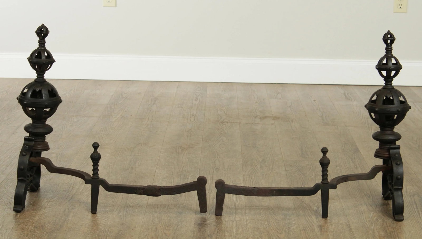 Bradley & Hubbard Antique Cast Iron Andirons # 9518 - A Pair - 4