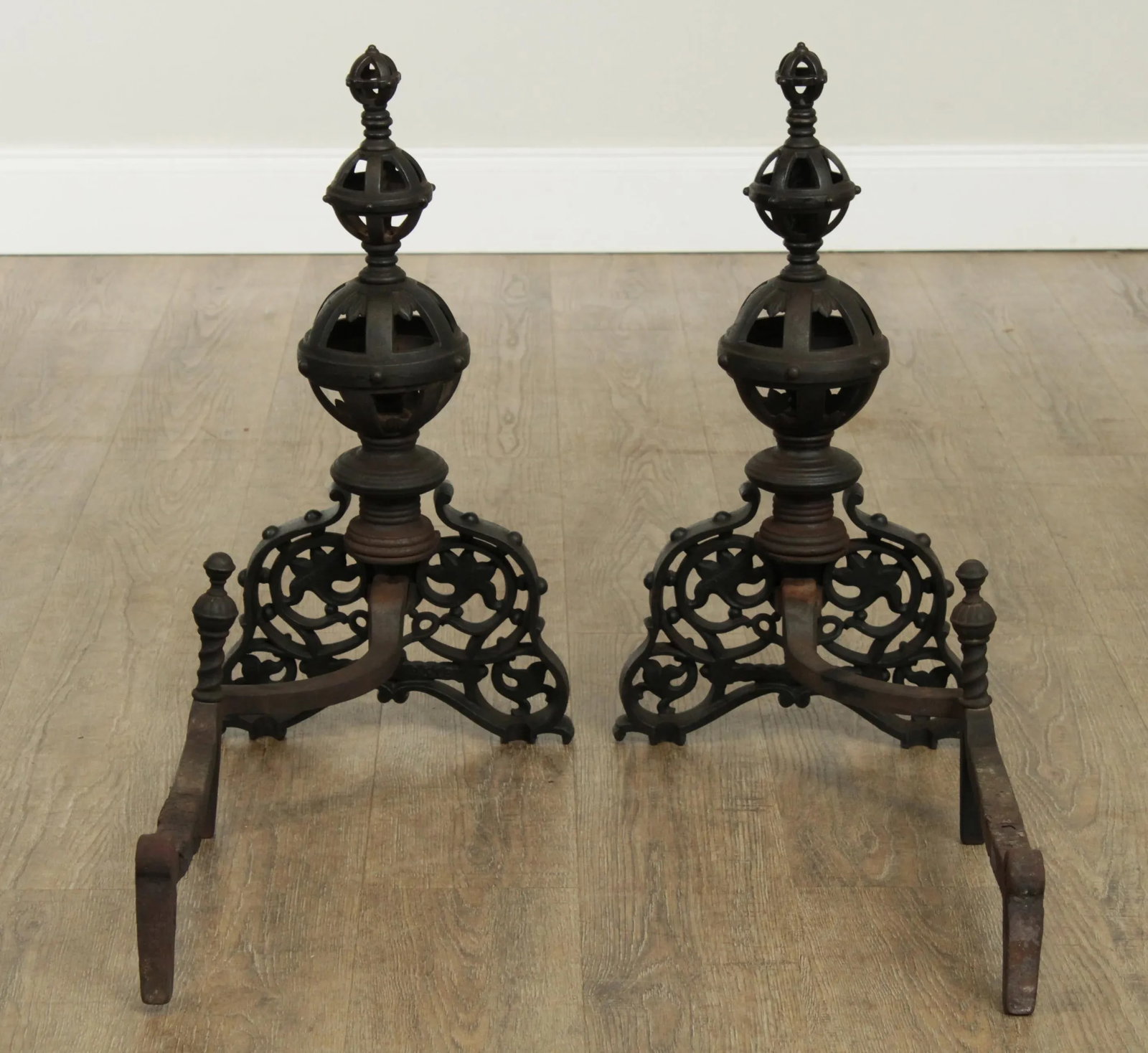 Bradley & Hubbard Antique Cast Iron Andirons # 9518 - A Pair - 5