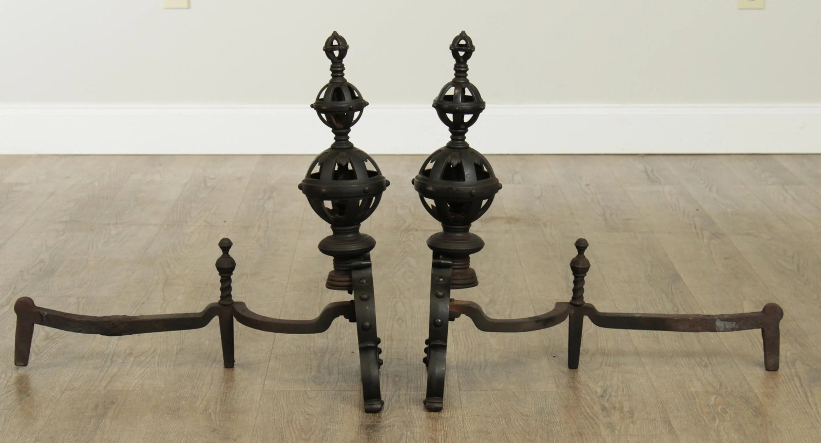 Bradley & Hubbard Antique Cast Iron Andirons # 9518 - A Pair - 6