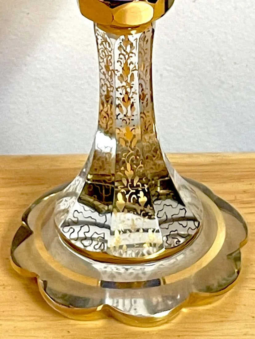 Early 20th Century Moser Gilt Enameled Cobalt Paneled Goblets, C 1930s - Set of 10 - 8
