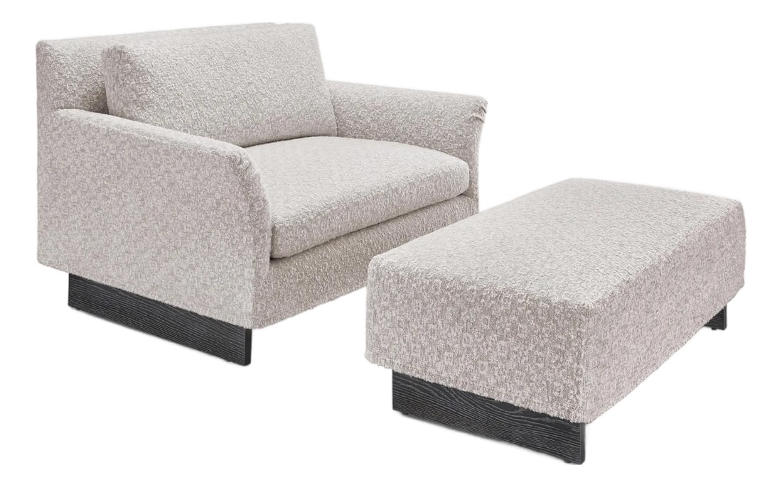 Lancaster Contemporary Melody Chair & a Half With Ottoman and Slipcovers: Lancaster upholstery is masterfully handcrafted in High Point, NC with solid hardwood frames, 8-way hand-tied spring up, spring down seat cushions, and goose down backs. Lancaster sells exclusively