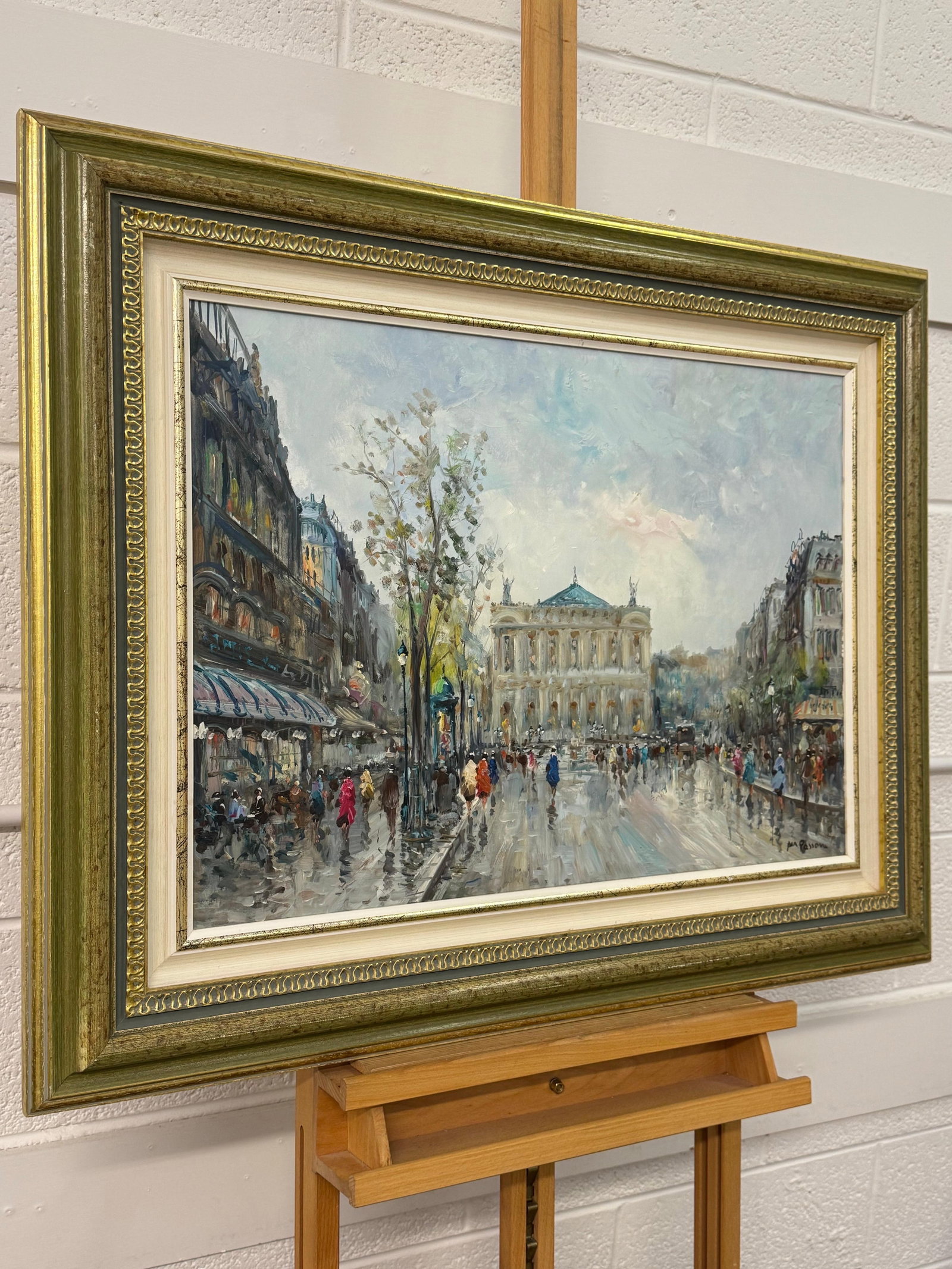 Paris Palais Garnier (Opera House) with Figures 20th Century Post-Impressionism 1975 Circa - 12