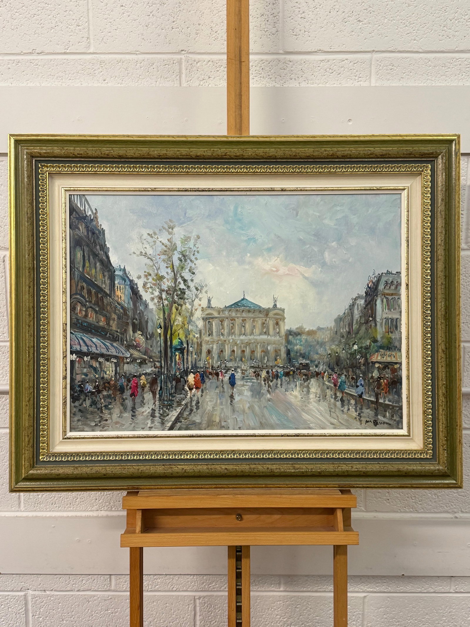 Paris Palais Garnier (Opera House) with Figures 20th Century Post-Impressionism 1975 Circa - 13