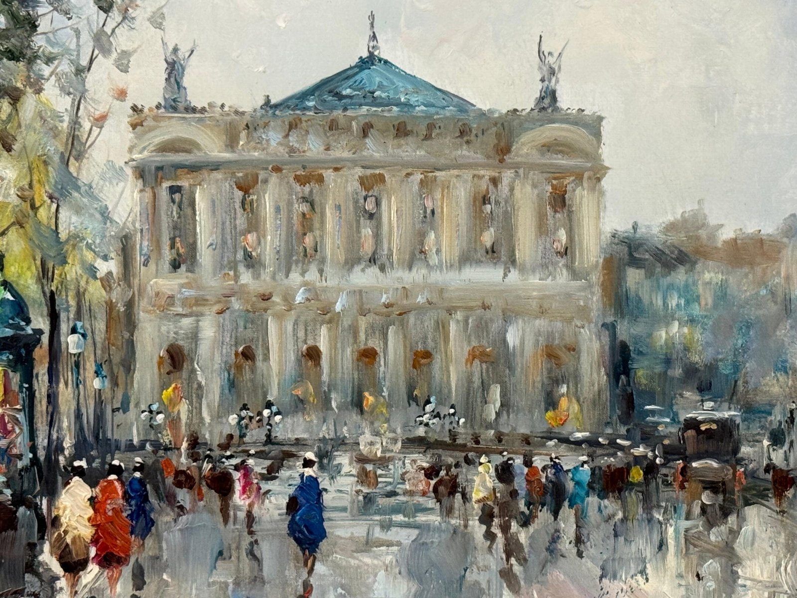 Paris Palais Garnier (Opera House) with Figures 20th Century Post-Impressionism 1975 Circa - 3